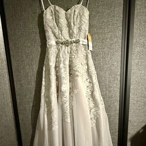 Silver/Gray Embroidered Sequin Formal Dress